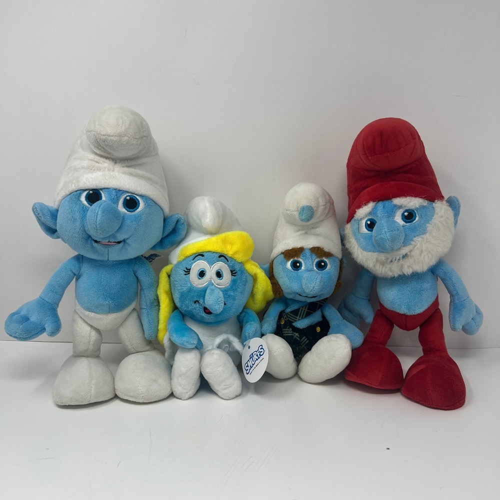 Jakks Pacific The Smurfs Plush Set 4 Piece Papa Smurfette Gutsy Clumsy